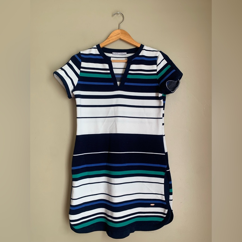 Coco & Tashi Women's Multi Color Striped Short Sleeve Dress Size Medium Nautical